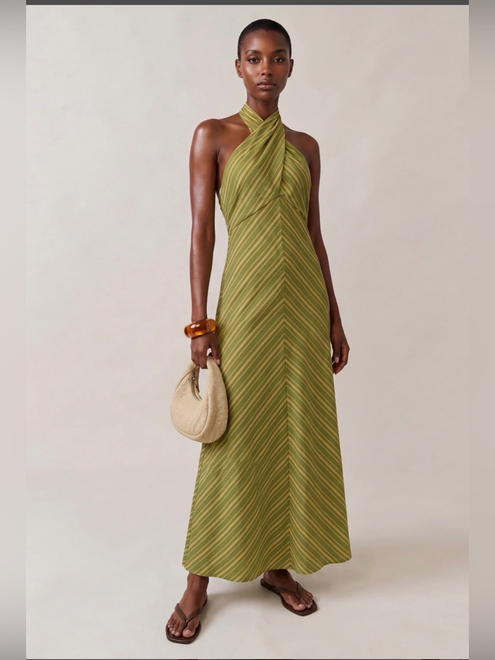 o.p.t Noelle Cotton Dress
Halter Maxi Dress with Subtle Curtis Stripe NWT